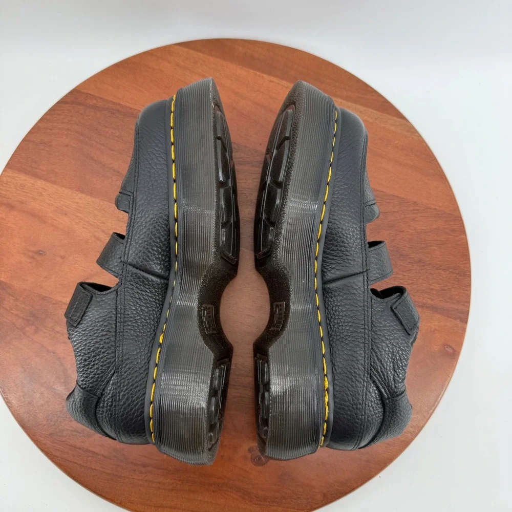 Dr. Martens Buzz MJ Mary Jane Women Black Milled Nappa Platform Buckle US 8